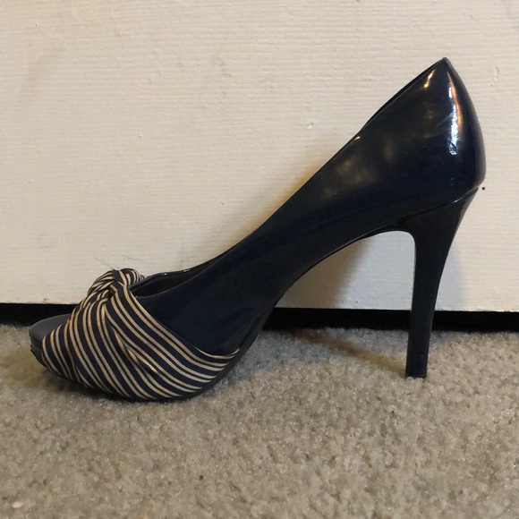 Fioni Formal Navy Open Toe Heels - Picture 2 of 5